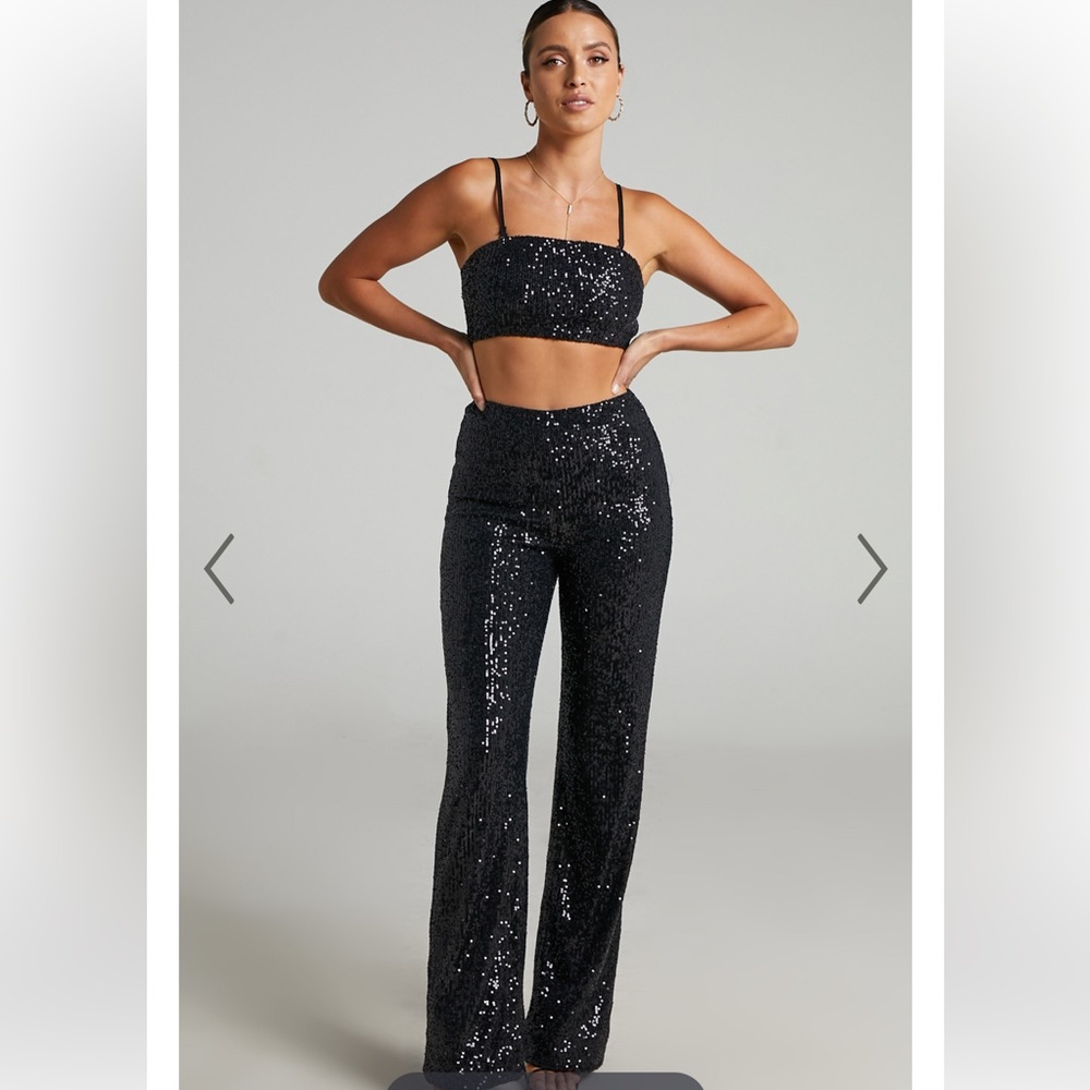 Showpo IMOGEN BANDEAU TOP TWO PIECE SET IN BLACK SEQUIN